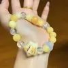 Pulsera de Queso de Jade Amarillo Pulsera de Fruta Hueso de Dibujos Animados Estrella Hello Kitty Pulsera de Muñeca Pulsera Linda de Perlas Venta al por Mayor