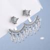 Pendientes largos para colgar en la oreja, estilo coreano para mujer, pequeños, frescos, con diamantes, flor de cinco pétalos, borlas, flor, pendientes transfronterizos, pendientes