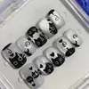 Celebridade da Internet Gatinho Fofo Papel Adesivo para Unha com Adesivo Preto e Branco Dourado e Prateado Gatinho Fofo Adesivo para Unha Joia DH595