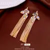 Pendientes Vintage de Aguja Plateada con Borlas y Hojas Tachonadas de Diamantes, Estilo de Mediados de Siglo, Pendientes de Botón Versátiles de Moda de Lujo Ligero con un Diseño Único