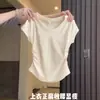 Algodón Puro Elástico Suave Azul Claro Diseño Adelgazante Top Plisado Hombro Derecho Manga Corta Verano para Mujer Sencillo Versátil Camiseta