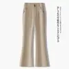 Pantalones Acampanados Casuales Versátiles Adelgazantes de Cintura Alta para Mujer, Estilo para el Trabajo, Caída Suelta, Corte Ajustado, Realzan la Altura, Ligeramente Elásticos, Largos