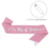 Moda Europea y Americana Niños Tela Rosa con Purpurina Correas para el Hombro Correas de Hombro con Palabras de Colores Decoración de Cinturón para Fiesta de Cumpleaños de Niñas
