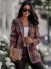 2023 AliExpress wish Amazon Nuevo Estallido de Primavera y Otoño para Mujer Chaqueta de Traje con Estampado de Manga Larga de Doble Botonadura