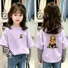 Camiseta de manga larga a rayas para niña, nuevo estilo primavera/otoño, top de cuello redondo moderno para bebés, ropa infantil holgada y casual