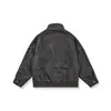 Chaqueta de Cuero PU Vintage de Gama Alta Estilo Retro Americano para Hombre, Nuevo Estilo Primavera y Otoño, Abrigo de Cuero para Motociclista con Cuello Alto