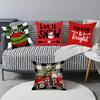 Capa de Almofada de Natal da Amazon com Carro Decorativo de Xadrez e Elementos de Árvore de Natal, Almofada Lombar Decorativa para Atmosfera de Sofá
