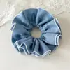 Novo Estilo Azul Denim Laço Camada Dupla Argola de Cabelo Bolsa Cereja Vermelha Faixa de Cabeça Faixa de Cabeça Feriado Doce Beleza Toalha Triângulo