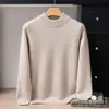 Cashmere com toque de bebê ~ Suéter de cashmere 100% puro, espessado de dupla camada, para homens, gola alta discreta, pulôver casual de negócios