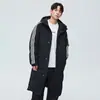 Chaqueta Larga de Plumas Hasta la Rodilla para Hombre con Capucha Holgada Moda Invierno Pluma de Pato Blanca Engrosada Resistente al Frío Abrigo Cálido Chaqueta