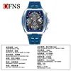 Reloj de Venta Caliente Transfronterizo Ofns, Reloj de Estudiante Moderno con Esfera Grande en Forma de Barril, Reloj de Cuarzo para Hombre Luminoso Personalizado con Láser
