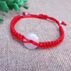 Pulsera roja con nudo plano ajustable de cordón rojo y hebilla de seguridad de jade blanco para hombres y mujeres, pulsera de cordón rojo de seguridad para año de nacimiento, regalo