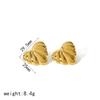 Pendientes Transfronterizos Nuevos Plisados de Amor de Acero de Titanio Pendientes Nicho Sentido de Alta Gama Pendientes de Acero Inoxidable con Forma de Corazón a Rayas