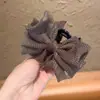 Presilha de cabelo com laço de bolinhas em tecido simples, presilha banana, presilha de garra, ferramenta de fixação para rabo de cavalo alto e coque, acessório de cabelo