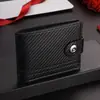 Billetera delgada para hombre con hebilla corta, comercio exterior transfronterizo, billetera de gran capacidad con múltiples tarjetas, billetera para hombre con patrón de fibra de carbono