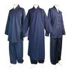 Traje Tai Chi Taoísta de Estilo Chino para Primavera y Otoño, Cruzado, Doble Pecho, Cuello Tres Claros, Sarga, Traje para Laico Hombre y Mujer, Chaqueta Larga y Corta, Bata