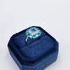 Conjunto de Prata S925 Banhado a Ouro Branco Anel Azul Suíço