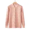 Malha de primavera para meia-idade e idosos, com acolchoamento em air layer, roupas de outono, top quente para mãe, cardigã de abertura frontal, casaco de outono e inverno para pai