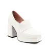 Zapatos Mary Jane para Mujer Retro Punta Cuadrada Tacón Grueso Zapatos de una Sola Pieza Mocasines para Mujer Boca Profunda Zapatos para Mujer Nuevos Slip-On Tacones Altos
