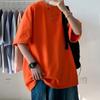 Camiseta de manga curta marca de moda masculina verão casual solta versátil gola redonda peça básica camiseta de meia manga básica branca