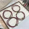 Pulseira de Cristal Natural Granate Multicamadas com Contas Pulseira de Ágata Vermelha com Contas de Transferência Estilo Ins Pulseira de Cristal Atacado