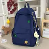 Bolsa de ombro dupla com bordado de trevo de quatro folhas feminina pequena estilo fresh ins para ir ao trabalho, viagem, mochila para estudante do ensino fundamental, médio, universitário, bolsa escolar