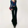 Pantalones acampanados negros para mujer, nuevo estilo de moda verano 2026, pantalones de tiro bajo que no se pegan a las piernas, adelgazantes y de largo hasta el suelo