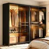 Armario de acero para dormitorio, armario con puerta corredera para uso doméstico, nuevo modelo 2026, armario metálico colgante ensamblado, armario de almacenamiento de ropa