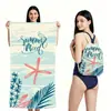 Toalla de playa plegable de gran tamaño 80X160, toalla de baño estampada, toalla de playa integrada, bolsa integrada, portátil