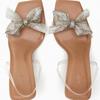 Zapatos de Verano 2023 Nuevos para Mujer Sandalias de Tacón Alto de Aguja Francesas con Lazo de Pedrería Zapatos de Moda de Punta Cuadrada y Punta Abierta para Mujer