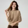 Suéter de cachemira de punto gofre, suave, cuello semi-alto para mujer, otoño/invierno, simple, casual, básico y adecuado para superponer, con un patrón de punto texturizado