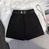 Shorts de traje grises de verano para mujer, pantalones anchos holgados de cintura alta nuevos 2026, pantalones casuales versátiles de línea A