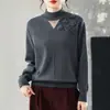 Direto do FabricanteNovo Suéter de Tricô Feminino Gola Alta Meia Cor Sólida Curto Espesso Moda Camisa Básica Outono/Inverno