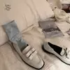 Meias Longas Femininas Estilo Coreano Lin Yi Meias Largas de Algodão Estilo Miu Meias para Panturrilha com Listras Verticais Meias Sem Costura Antibacterianas Desodorantes para Mulheres