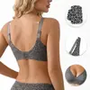 Sujetador de gel de gelatina sin costuras con estampado de leopardo transfronterizo TK Amazon, sin aros, push-up, ropa interior cómoda para mujer, exclusivamente para comercio exterior