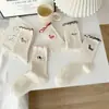 Calcetines para Mujer Borde de Oreja Bordado Cachorro Wachshund Calcetines de Media Pierna Ins de Moda Dibujos Animados Lindos Hilo Rizado de Punta Calcetines Apilados