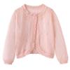 Cárdigan de punto para niña tipo lino de imitación, abrigo delgado, camisa protectora solar, chal calado para niños, falda exterior de verano al por mayor