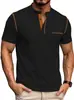 Ropa para hombre transfronteriza top con cuello Henry Amazon verano color liso media cremallera casual transpirable camiseta deportiva para hombre
