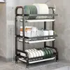 Estante de Almacenamiento para Platos, Escurridor de Platos, Escurridor, Estante de Almacenamiento de Cocina Multifuncional, Portacuchillos, Caja de Almacenamiento para Vajilla, Escurridor de Platos, Armario