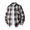 Camisa de cuadros de manga larga para hombre, estilo primavera y otoño, camisa casual holgada, chaqueta retro americana de moda