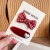 Pinza para el pelo hecha a mano estilo coreano con cuadros rojos, lunares y estrellas para niñas, pinza lateral linda para flequillo, accesorio para el pelo de bebé que no daña el cabello