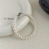 Pulseira Redonda de Cristal Estilo Francês com Pérola de Alto Brilho, Nicho de Luxo Leve Camada Dupla Requintada para Empilhar para Meninas