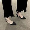 Sandalias Estilo Tweed para Ropa Exterior de Mujer 2025 Nuevo Verano Baotou Huecas Tacón de Aguja Chica Francesa Tacones Altos Tacones de Aguja