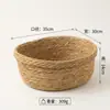 Cesta de Paja Hecha a Mano Cesta de Almacenamiento Organizador de Escritorio de Cocina Cesta de Almacenamiento para Snacks y Artículos Varios del Hogar Cesta para Frutas