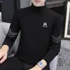 300g Veludo Alemão Outono/Inverno Veludo Escovado Dupla Face Gola Alta Manga Longa Camada Base Masculina Quente Roupas de Outono Camiseta