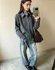 Suéter de punto casual para mujer, estilo japonés y coreano, otoño/invierno 2026, nuevo cárdigan con cuello de mezclilla y diseño de dos piezas falsas