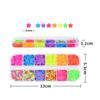 Caixa com 12 Compartimentos Lantejoulas Fluorescentes Florzinhas para Nail Art Ultra-Finas Pet3Mm Flores Coloridas Adesivo para Nail Art Joias DIY