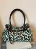 Yuezi 2026 Nova Bolsa Feminina Estilo Coreano com Estampa de Leopardo, Bolsa de Ombro/Axila de Couro com Cera de Óleo de Alta Qualidade, Bolsa Tote Versátil e Fashionável