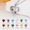 Collar Colgante de Plata de Ley S925 Doble Corazón de Venta Caliente Transfronteriza para Mujeres, Cadena para Clavícula Corazón con Piedra de Nacimiento Estilo Pareja, Moda de Lujo Ligero
