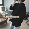 Camiseta Blanca de Manga Larga Estilo Nuevo Japonés y Coreano 2026 para Mujer, Corta por Delante y Larga por Detrás, Versión Coreana, Top Básico Suelto de Cuello Redondo